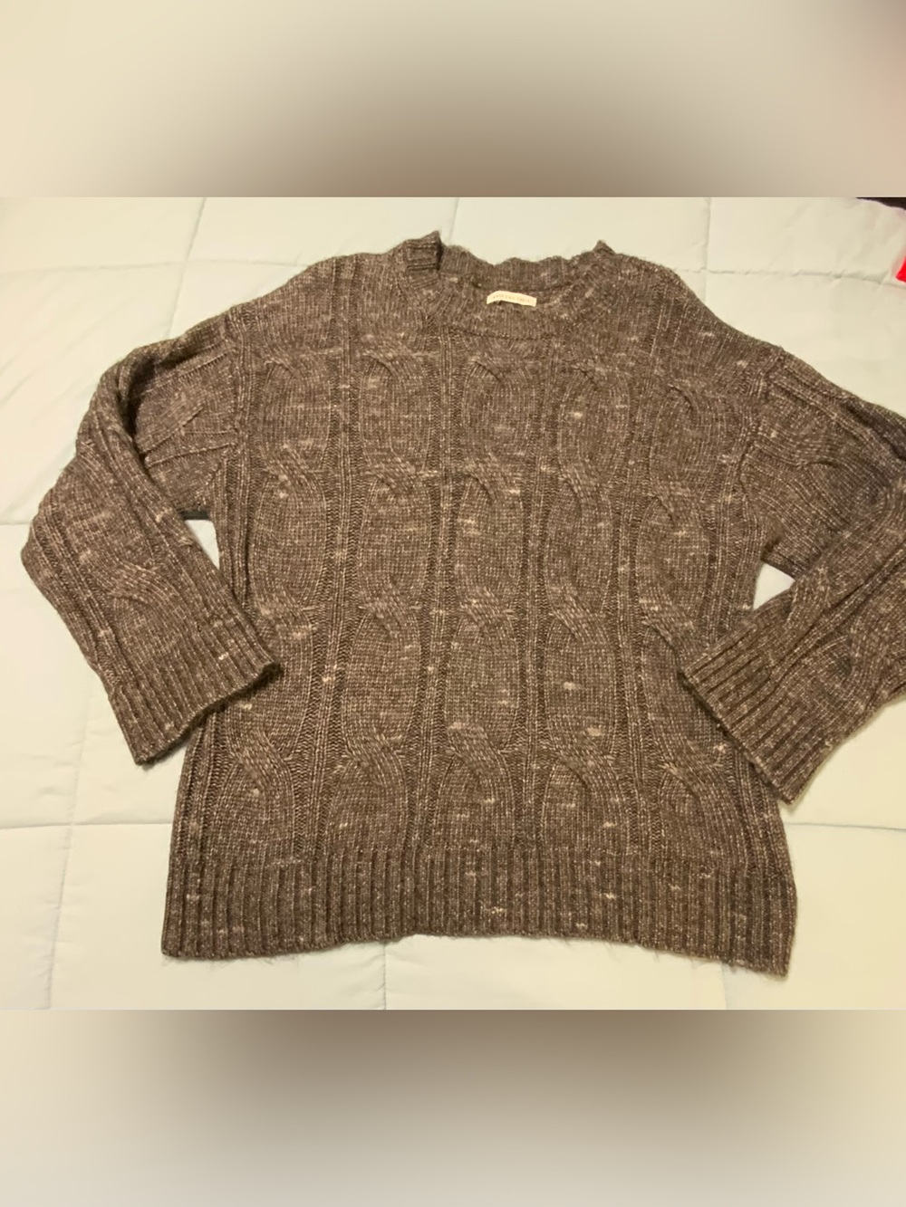 American Eagle Sweater Women Brown Marled Cable Handknit Chunky Oversized Large
